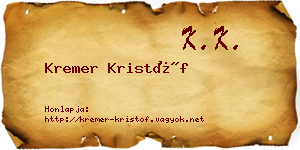 Kremer Kristóf névjegykártya