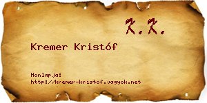 Kremer Kristóf névjegykártya